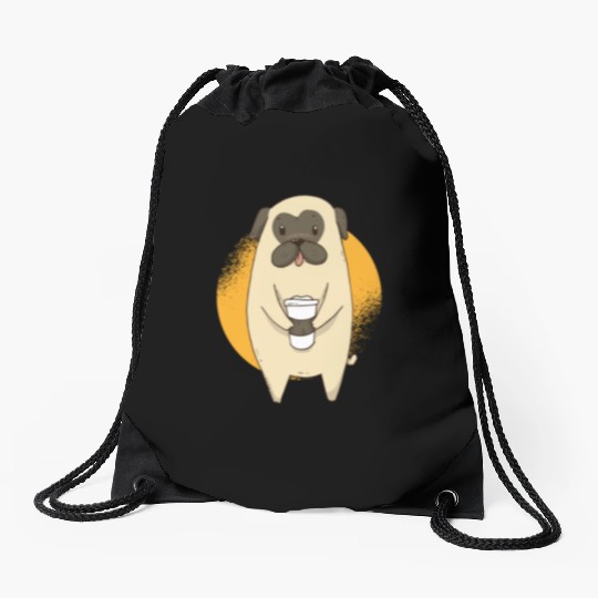 Pug Coffee Drawstring Bags