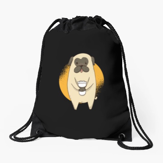 Pug Coffee Drawstring Bags