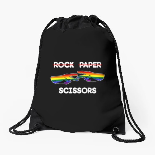 Rock Paper Scissors Funny Lesbian Pride LGBT Cute Drawstring Bags