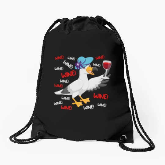 Seagull Drawstring Bags Wine Lover North German Seagulls
