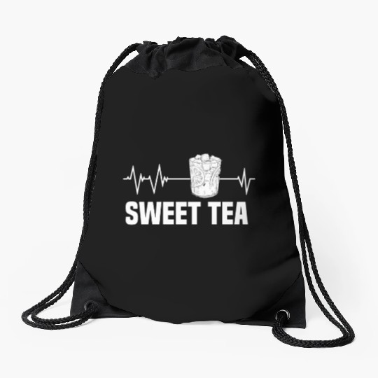 Great Sweet Tea Glass Heartbeat Motif Drawstring Bags