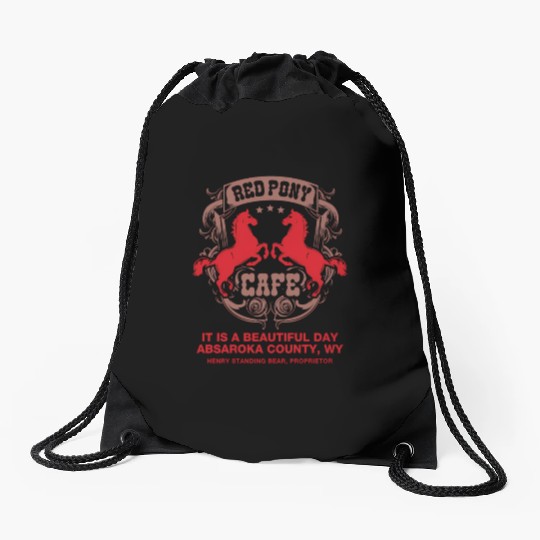 Red Pony It Is A Beautiful Day Drawstring Bags