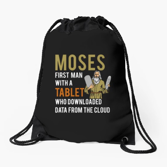Jewish Passover Moses Tablet Data Cloud Computing Drawstring Bags