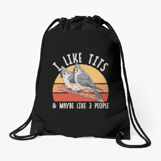 Bird Watcher Retro Vintage Tit Drawstring Bags
