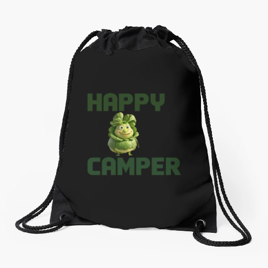 happy camper Drawstring Bags