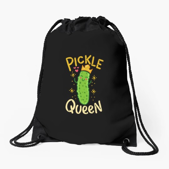 Pickle Queen Vegan Funny Cucumber Vegetable Drawstring Bags