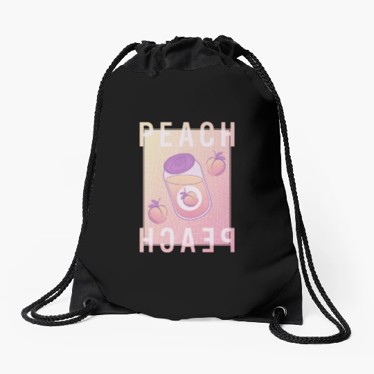 Peach Drawstring Bags, Peach Soda Vaporwave Pastel Drawstring Bags,