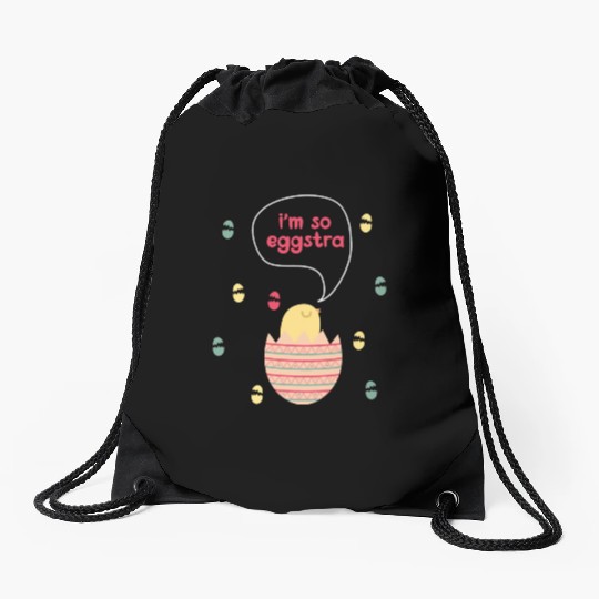 I m So Eggstra Spring Chick Easter Sunday Easter Drawstring Bags