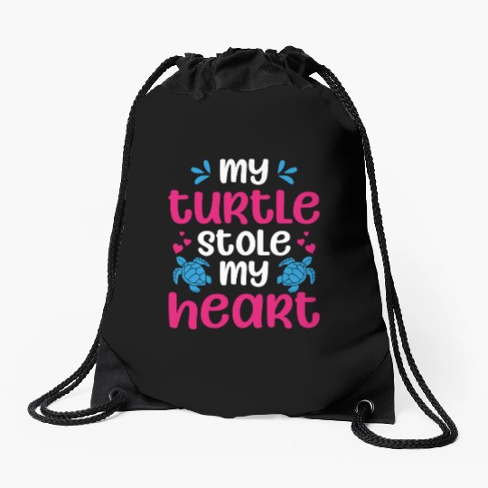 Sea Turtle Tortoise Valentines Day Drawstring Bags
