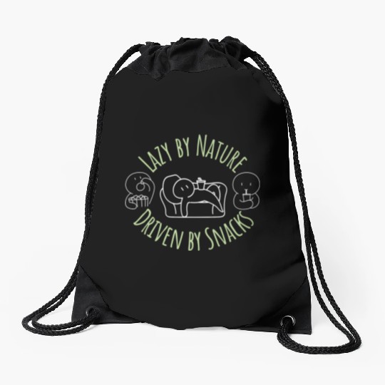 Lazy By Nature Driven By Snacks Drawstring Bags