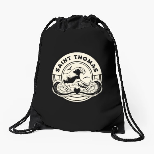 St Thomas Caribbean Sea Japanese Style Waves Drawstring Bags