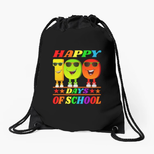 100 days of school green triceratops Drawstring Bags