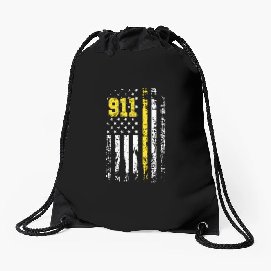 Dispatcher 911 Usa Flag Dispatcher Back Print Drawstring Bags