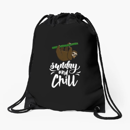 Sunday & Chill Sloth Drawstring Bags