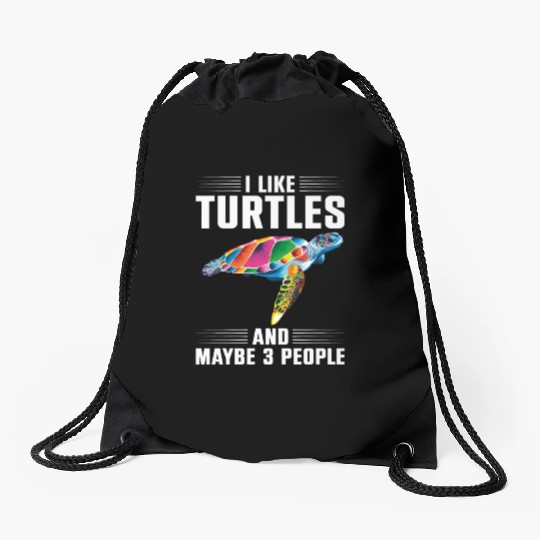 Sea Turtle Tortoise I Like Turtles Drawstring Bags