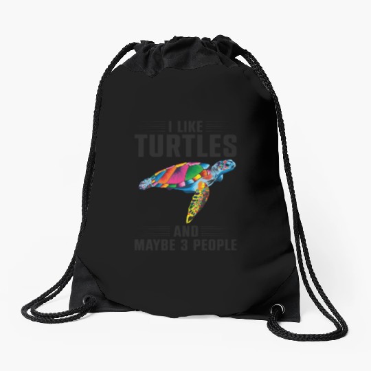 Sea Turtle Tortoise I Like Turtles Drawstring Bags