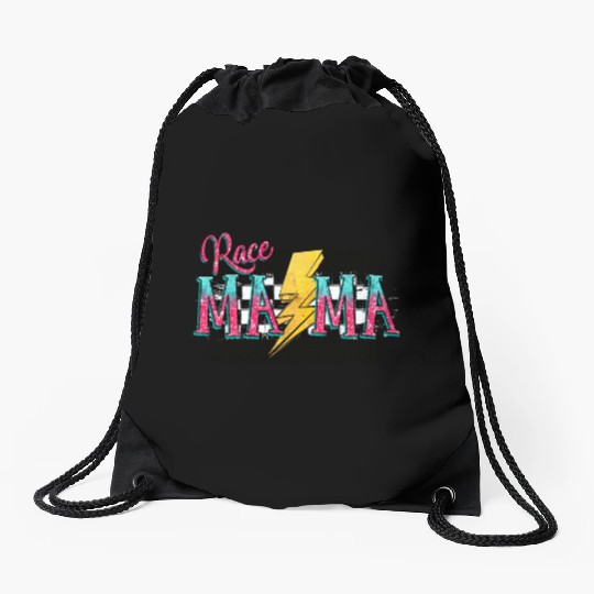 Race Mama Drawstring Bags