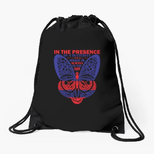 In the presence of a butterfly Drawstring Bags