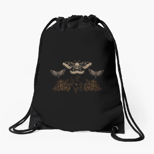 Fairy Drawstring Bags, Fairycore Luna Moths Floral Grunge