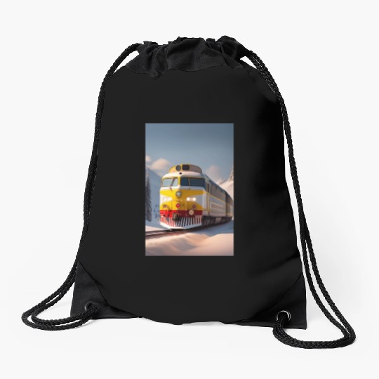 The train logo design Drawstring Bags