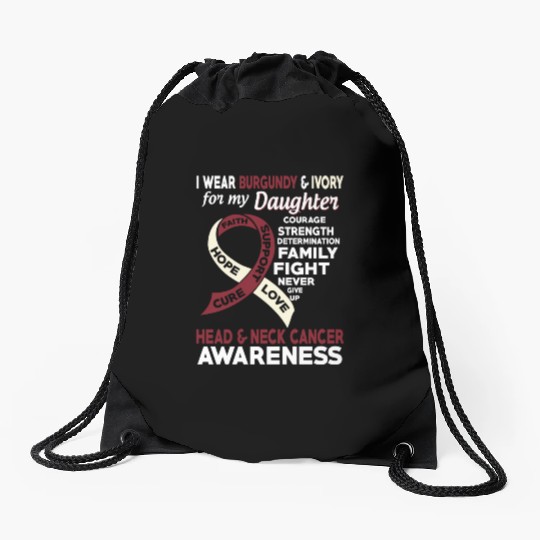 I Wear Burgundy Ivory For My Daughter Head Neck Drawstring Bags