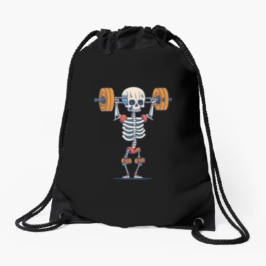 Weightlifting Gym Skeleton Drawstring Bags