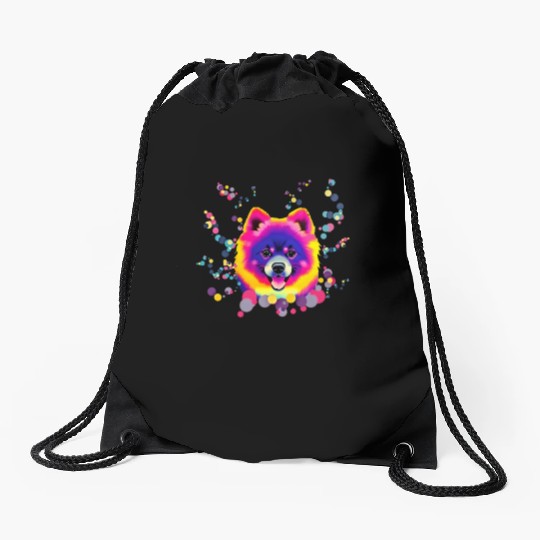 Pomeranian pop art Drawstring Bags