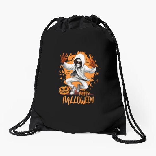 Halloween Skeleton Dabbing Hip Hop Drawstring Bags