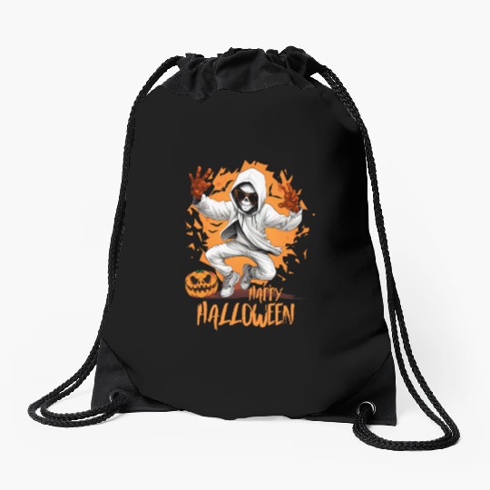 Halloween Skeleton Dabbing Hip Hop Drawstring Bags