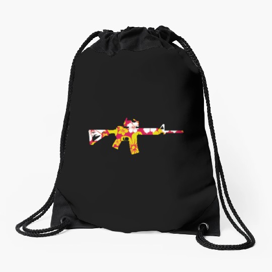 Tropical Gun Firearm Beach Hawaiian Aloha Ar-15 Drawstring Bags