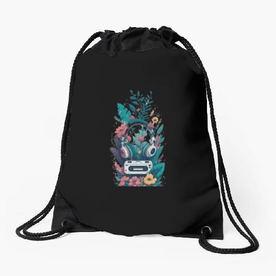 Old School Sound Vintage Style Vibes Drawstring Bags
