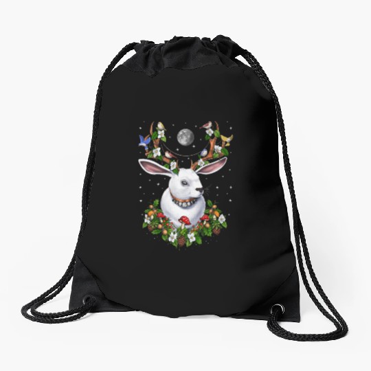 Jackalope Rabbit Drawstring Bags