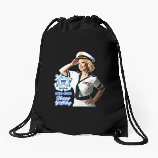 U.S. Coast Guard 233rd Birthday Drawstring Bags