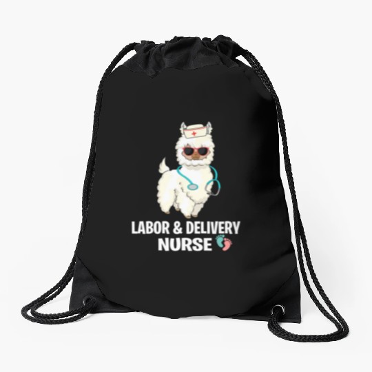Labor And Delivery Nurse Llama Ld Nurse Week Rn Drawstring Bags