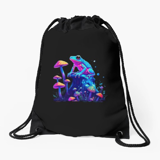 Aesthetic Frog Mushrooms Frogs for a Mushroom Drawstring Bags
