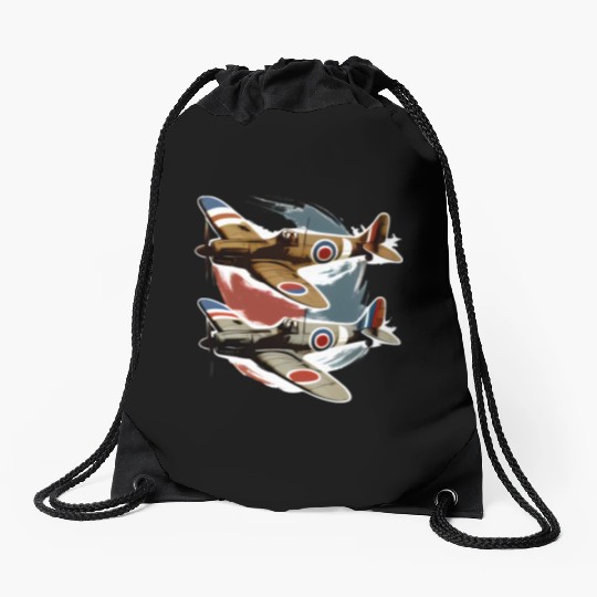 Pilot Spitfire Airplane Aviator Military Drawstring Bags