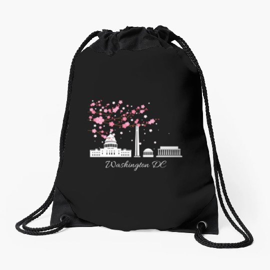 Washington Dc Monuments Memorials Cherry Blossoms Drawstring Bags