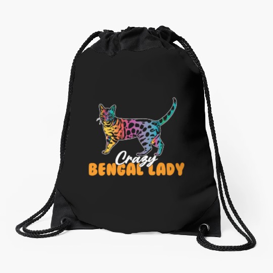 Crazy Bengal Lady Bengal Drawstring Bags
