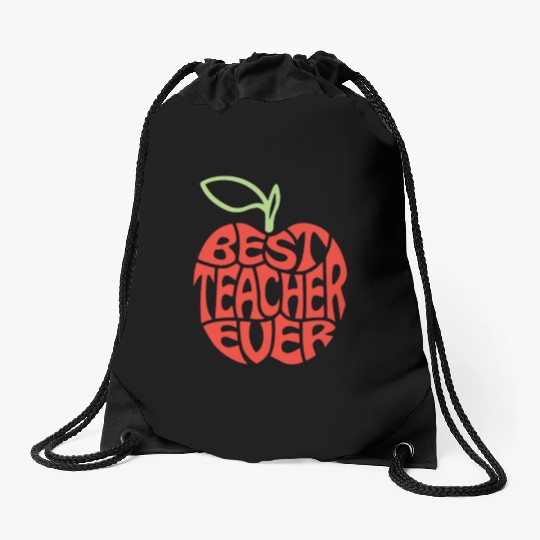 Best teacher ever Drawstring Bags