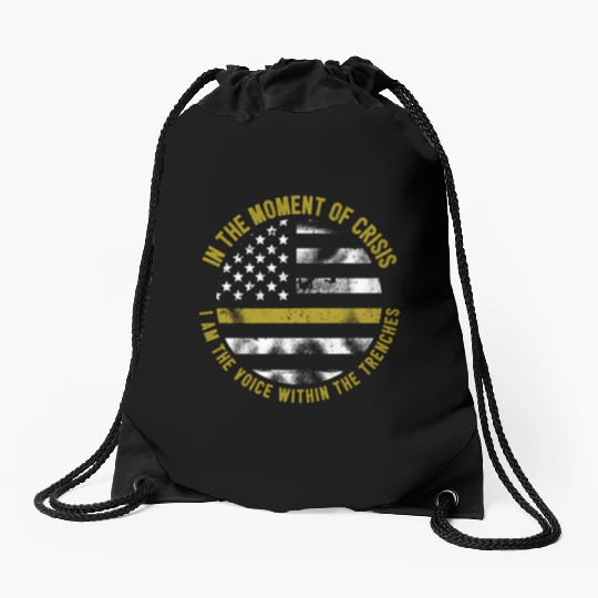 Police And Fire Dispatcher Thin Gold Line Drawstring Bags