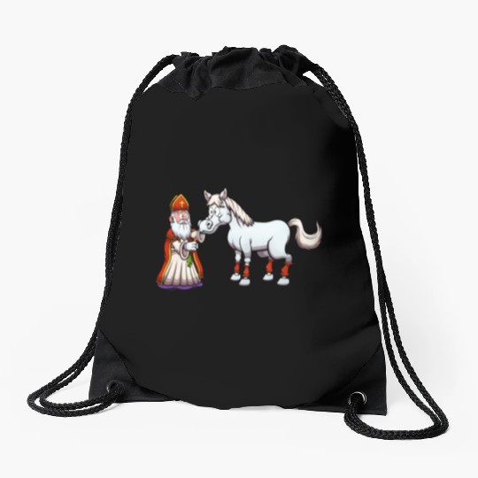 Saint Nicholas Feeding His Horse Drawstring Bags