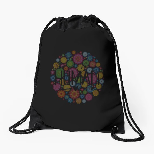 Be A Nice Human: Embrace Peace & Love Drawstring Bags