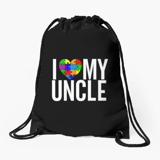 I Love my Uncle Drawstring Bags