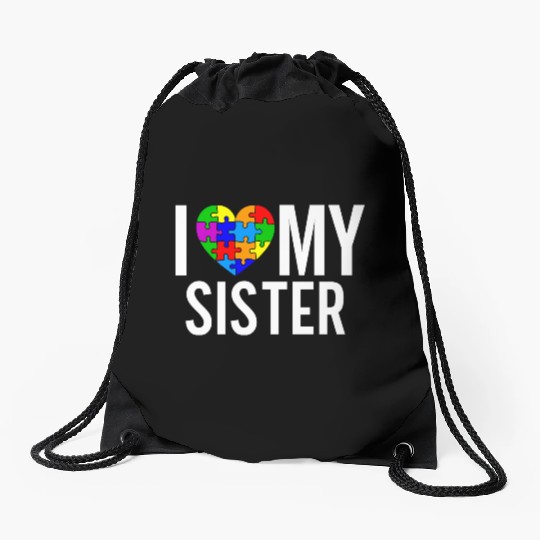I Love My Sister Drawstring Bags