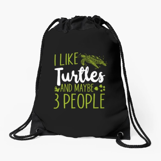 Sea Turtle Tortoise I Like Turtles Drawstring Bags