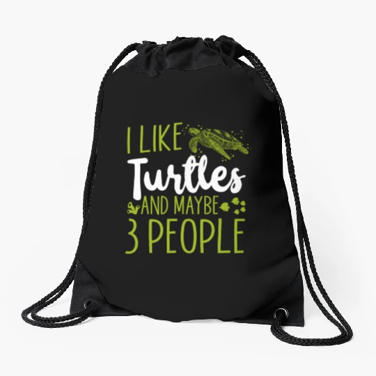 Sea Turtle Tortoise I Like Turtles Drawstring Bags