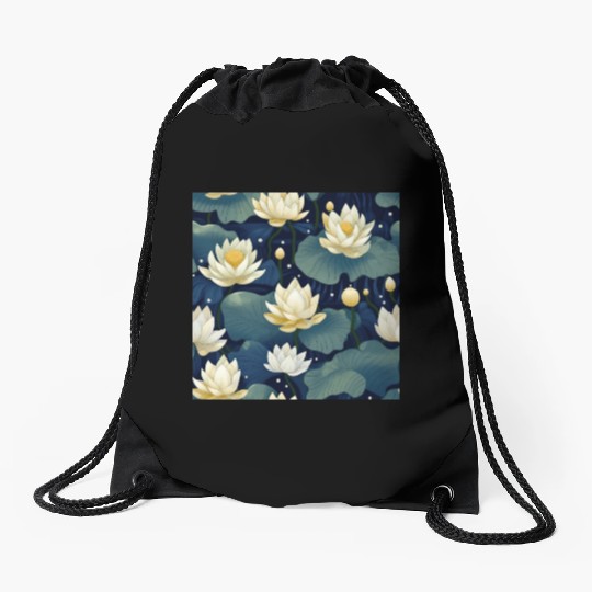 Serenity Blooms: Timeless Lotus Pattern Drawstring Bags