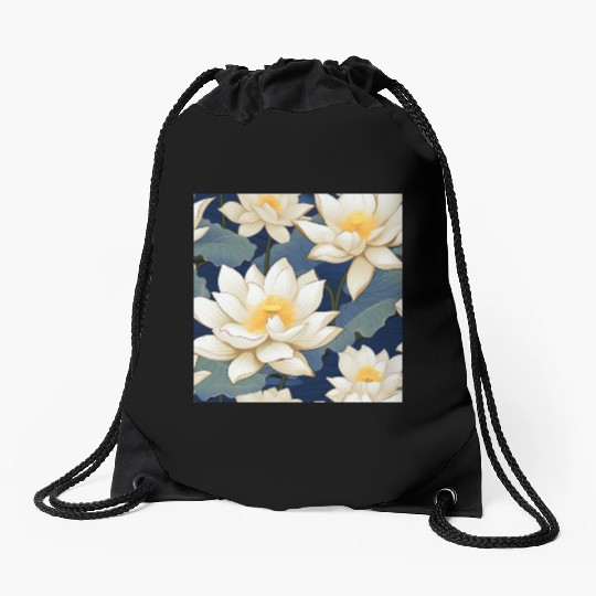 Serenity Blooms: Timeless Lotus Pattern Drawstring Bags