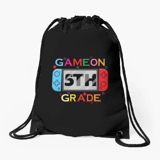 Back To School - Game On 5TH Grade Funny Gamer kid Drawstring Bags