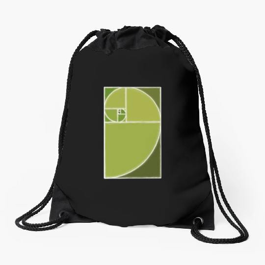 Olive Green Fibonacci Spiral Drawstring Bags